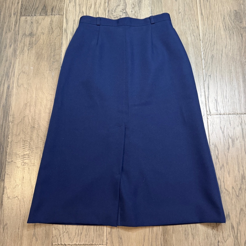Vintage Panther‎ Union Made Navy Blue A Line Midi Skirt Size 9 10 USA